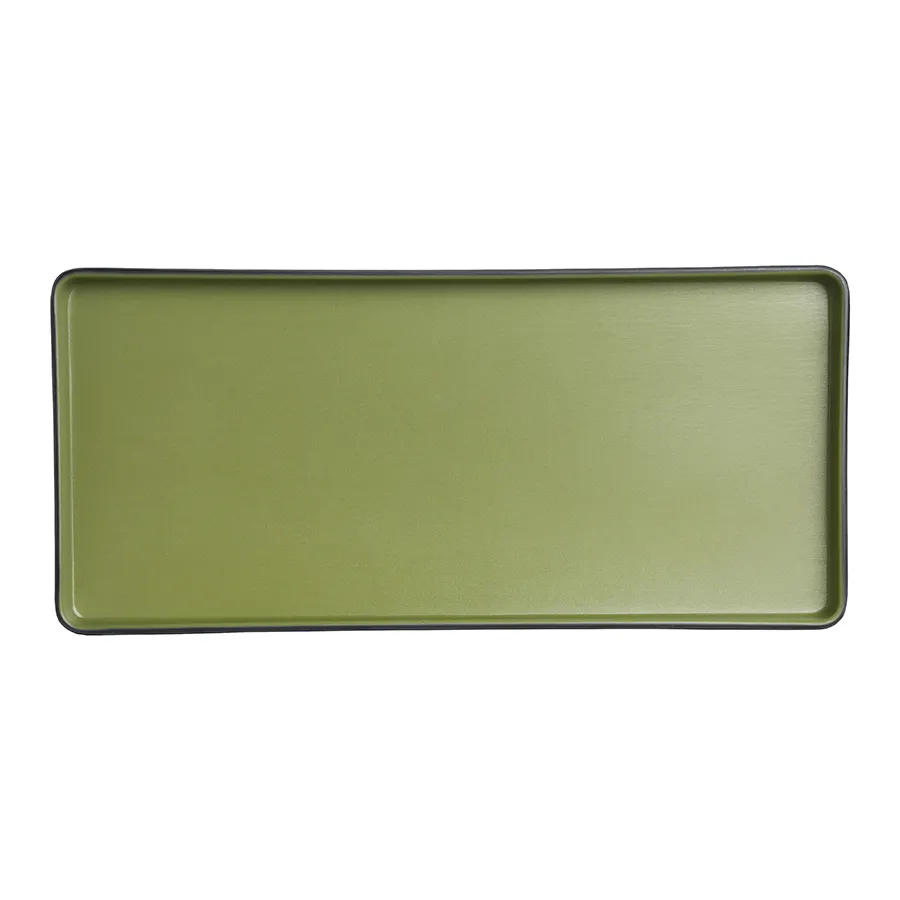 Steelite 7820JB024 Rectangle Plate 12.875" x 5.875" x 0.875" Greens Melamine Dishwasher - 24/Case
