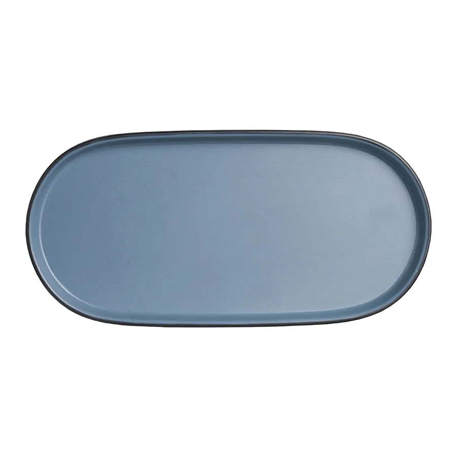 Steelite 7830JB015 - Oval Melamine Plate, 10.25" x 5.0" x 0.75", Blues, Dishwasher Safe - 24/Case