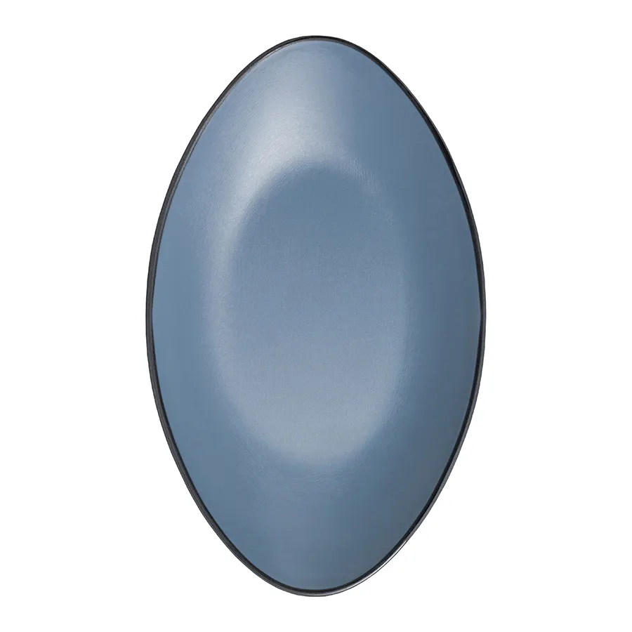Steelite 7830JB021 Oval Melamine Plate, 9.75" x 5.875" x 1" Lagoon Blue, 8-9" Size - 24/Case
