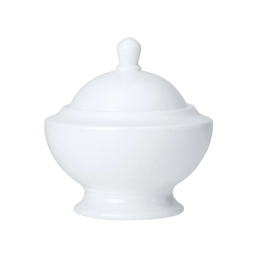 Steelite 82000AND0119 Sugar Bowl, 9 Oz, Bone China, Classic White, 4.5" x 2.75" With Lid - 1 Dozen