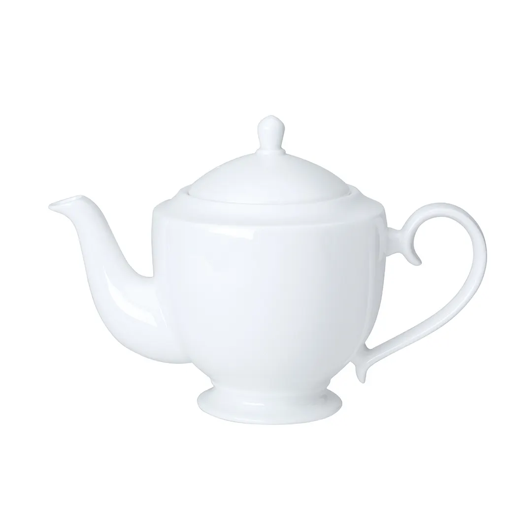 Steelite 82000AND0415 Classic White Bone China Teapot, 28 oz (5.0" x 6.5"), With Lid - 6/Case