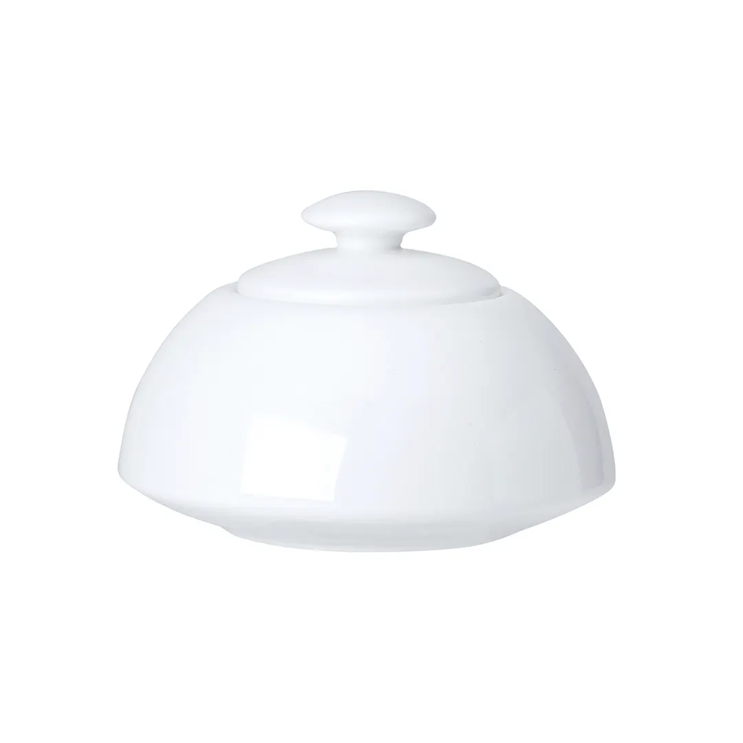Steelite 82000AND0468 Sugar Bowl, 6 oz, 3.875" x 2.0" White Bone China with Lid - 6/Case