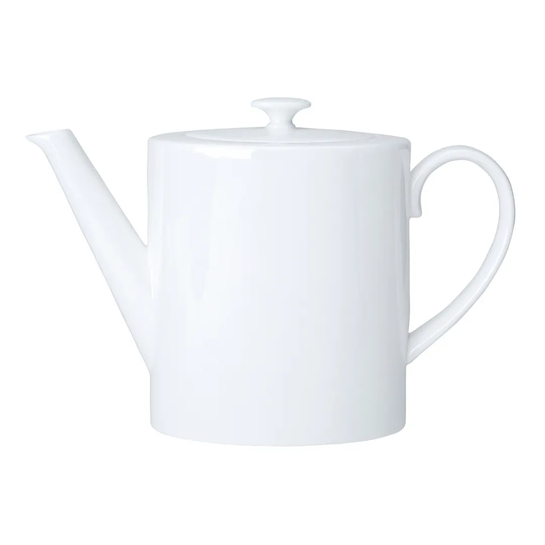 Steelite 82000AND0477 Oval Coffee Pot 1.0qt 27-38 Oz White Bone China 5.25"x3.75"x6.75" Lid - 6/Case