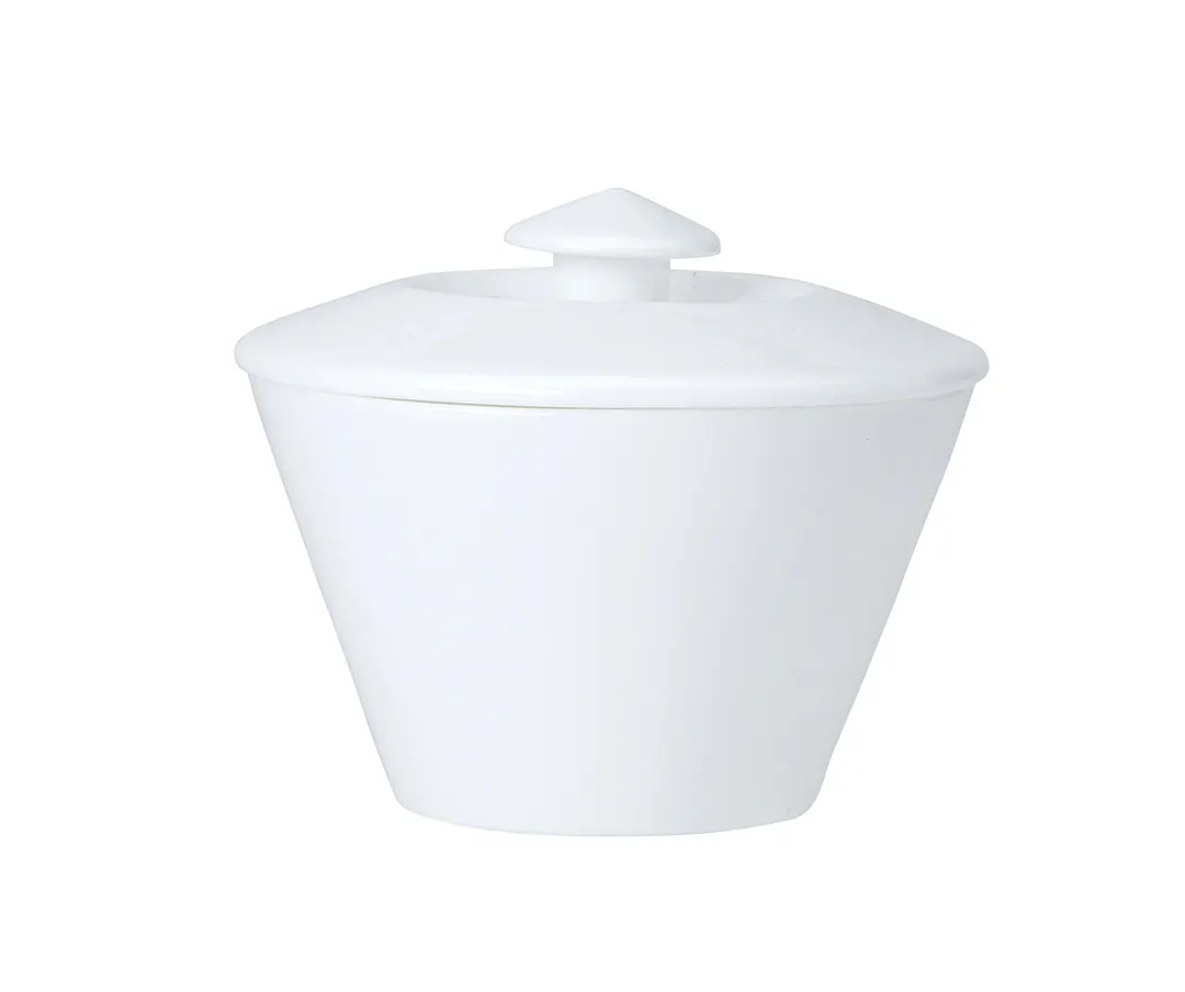 Steelite 82000AND0519 Sugar Bowl, 7 oz (3.5") White Bone China with Lid, Snipe Deco - 1 Dozen