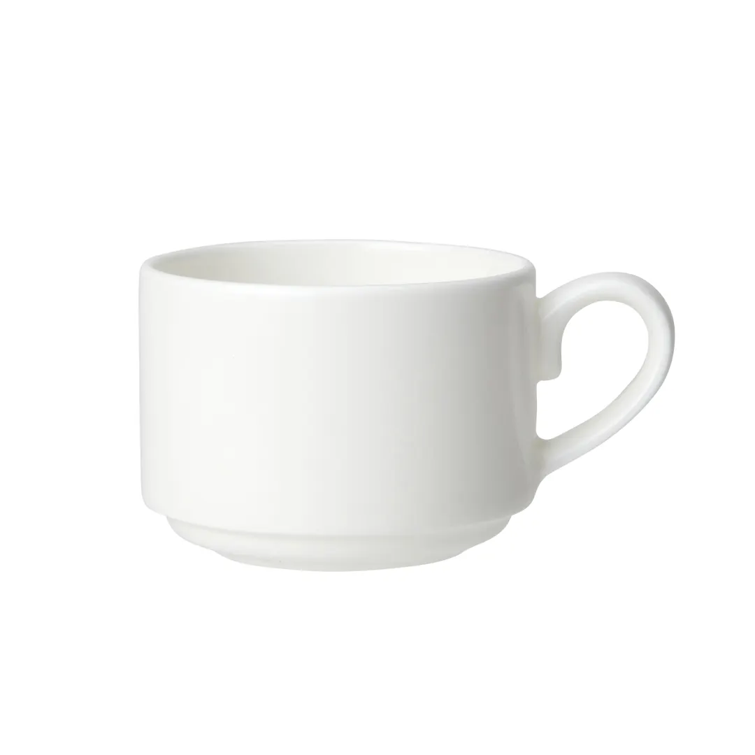 Steelite 82000AND0556 - White Bone China Stacking Cup 3.0 Oz, 3.375" x 2.5" x 1.875" Size - 1 Dozen