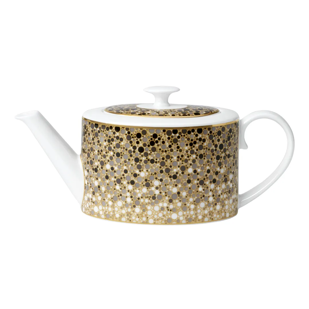 Steelite 82120AND0337 Oval Bone China Teapot, 19.4oz, 9.25x3.75x3.5in Fizz Black Grey, Lid - 6/Case