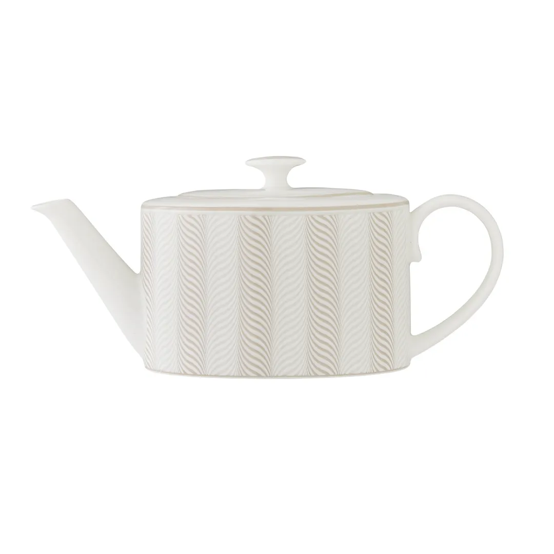 Steelite 82122AND0337 - Oval 2-Cup Teapot, 19.375 oz, 9.25x3.75x3.5in, Bone China, Taupe - 6/Case