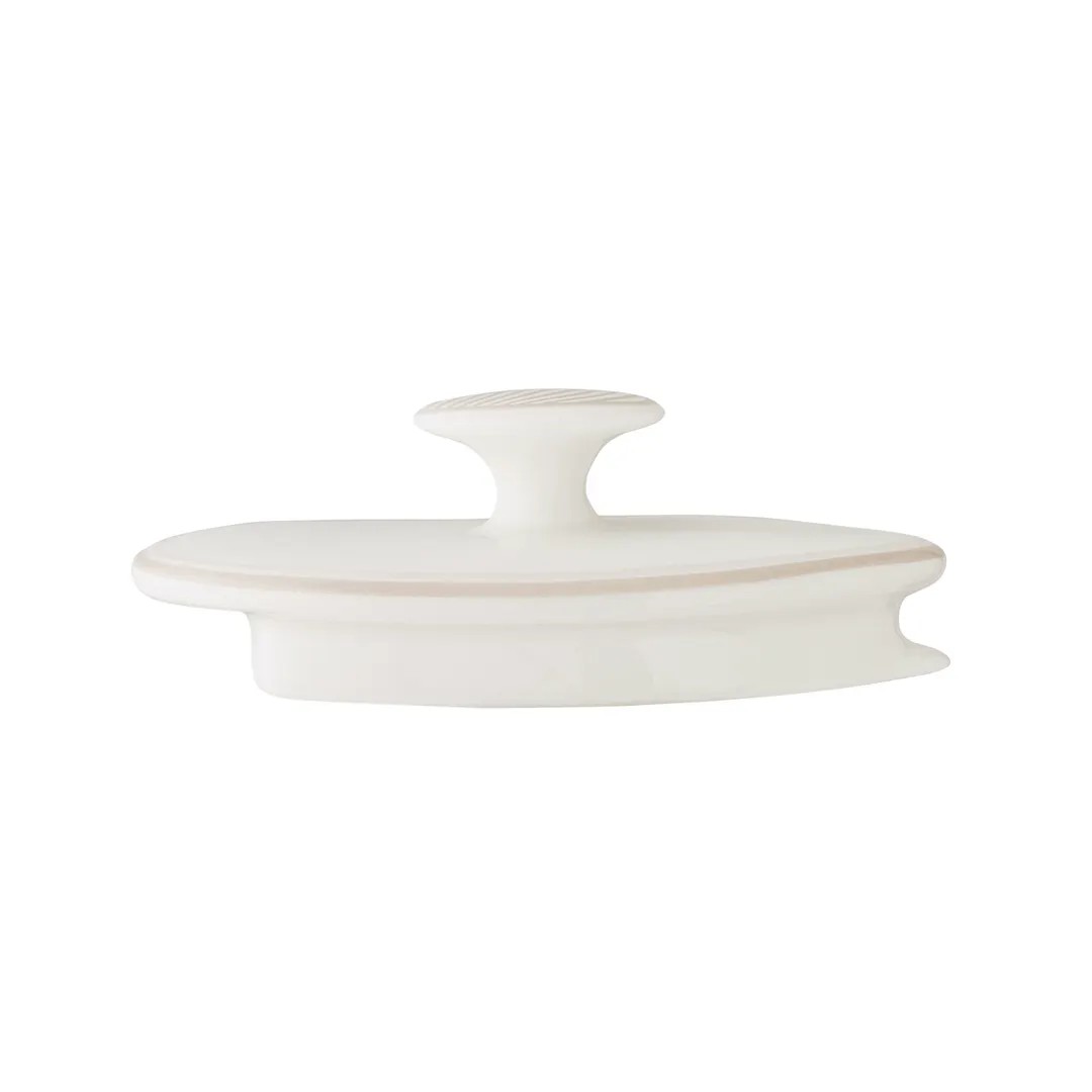 Steelite 82122AND0337L - Oval Teapot Lid, 2 Cup, 3.875" x 2.375" x 1.375", Taupe Bone China - 6/Case