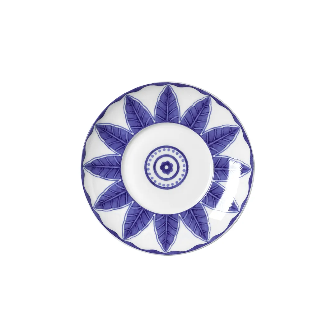 Steelite 82124AND0211 Saucer Coupe, 6.375" x 0.875" Round Bone China, Sultans Garden Blue - 1 Dozen