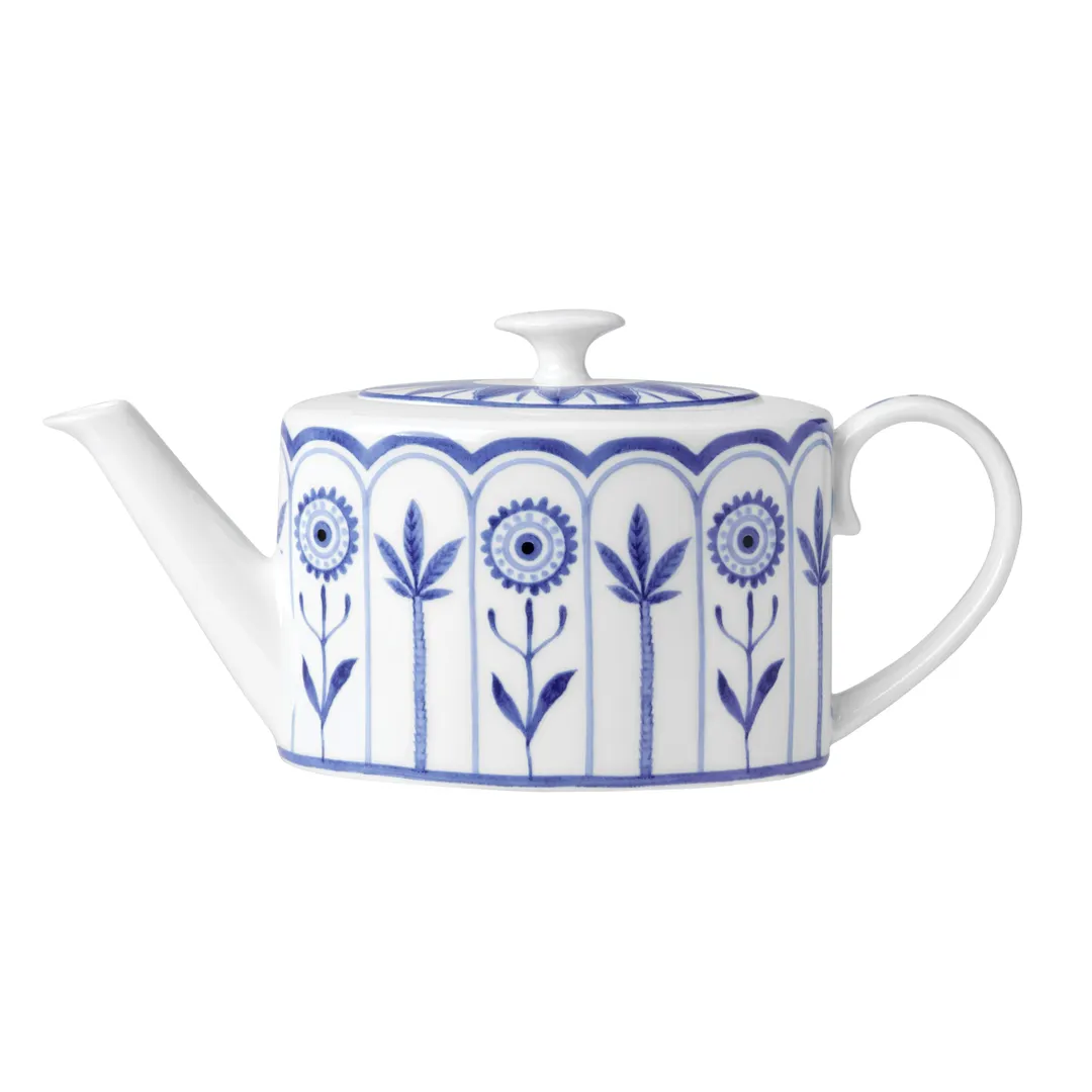Steelite 82124AND0337 - 2-Cup Teapot, 19.4 Oz, 9.25" x 3.75" x 3.5" China, Sultans Blue, Lid- 6/Case