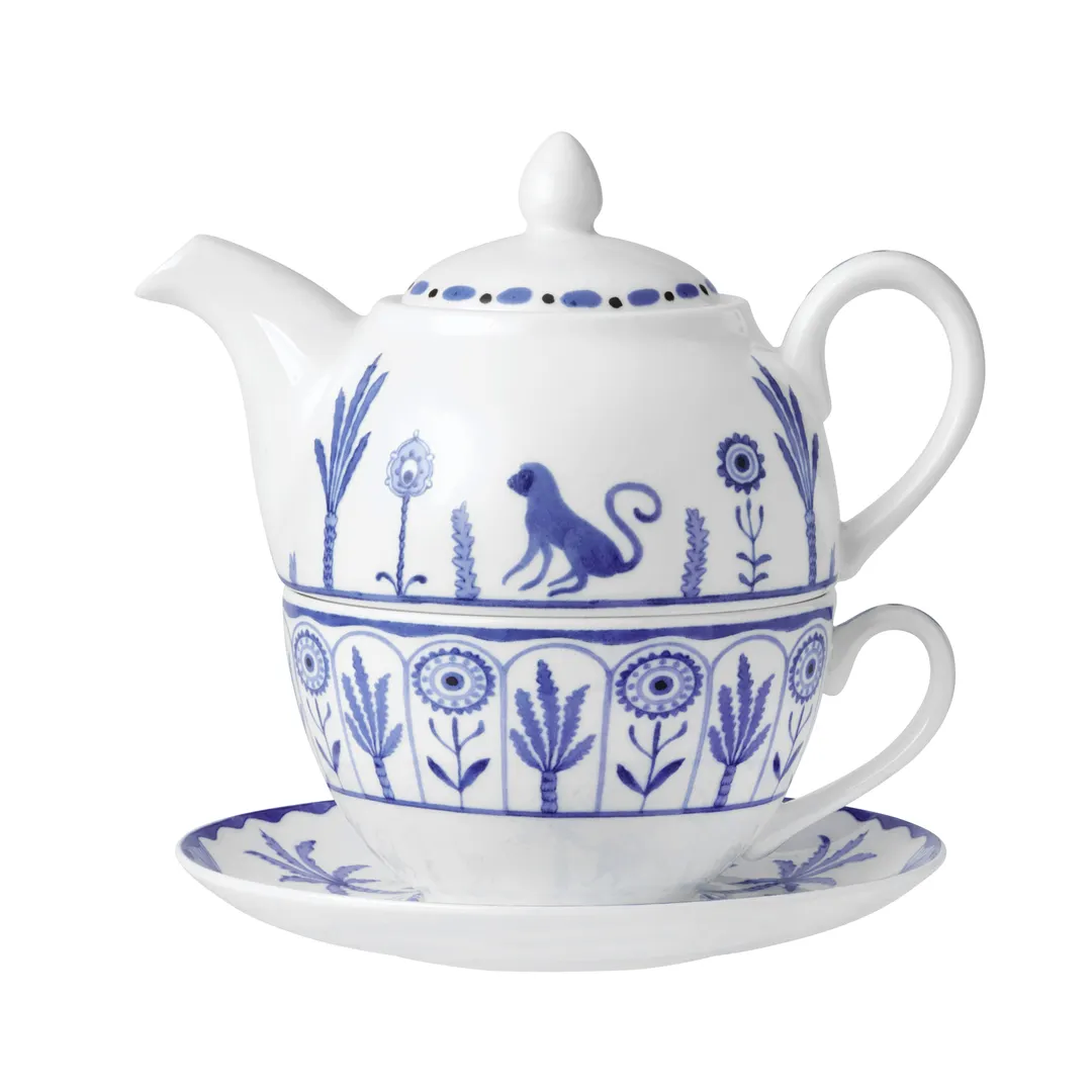 Steelite 82124AND0411 - Tea Set, Sultans Garden Blue, William Edwards China Teapot, 8 oz - 6/Case
