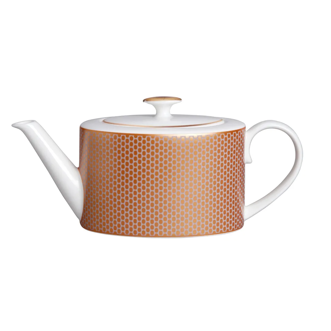Steelite 82125AND0337 Oval Bone China Teapot, 19.4 oz, 9.25"x3.75"x3.5", Lid Included - 6/Case