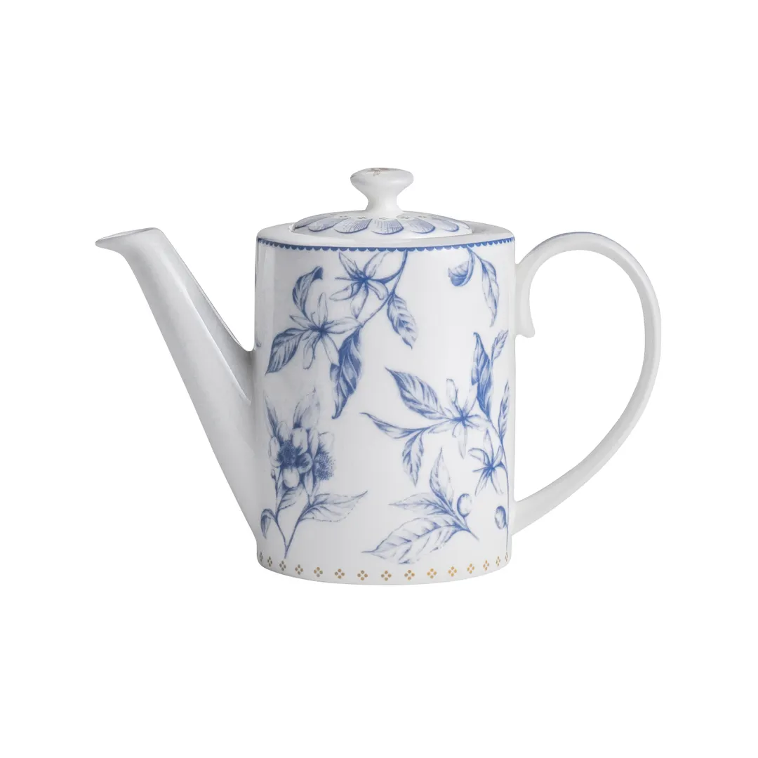 Steelite 82131AND0415 - 4-Cup Hive Blue Bone China Teapot, 28 oz (5.0" x 6.5"), With Lid - 6/Case