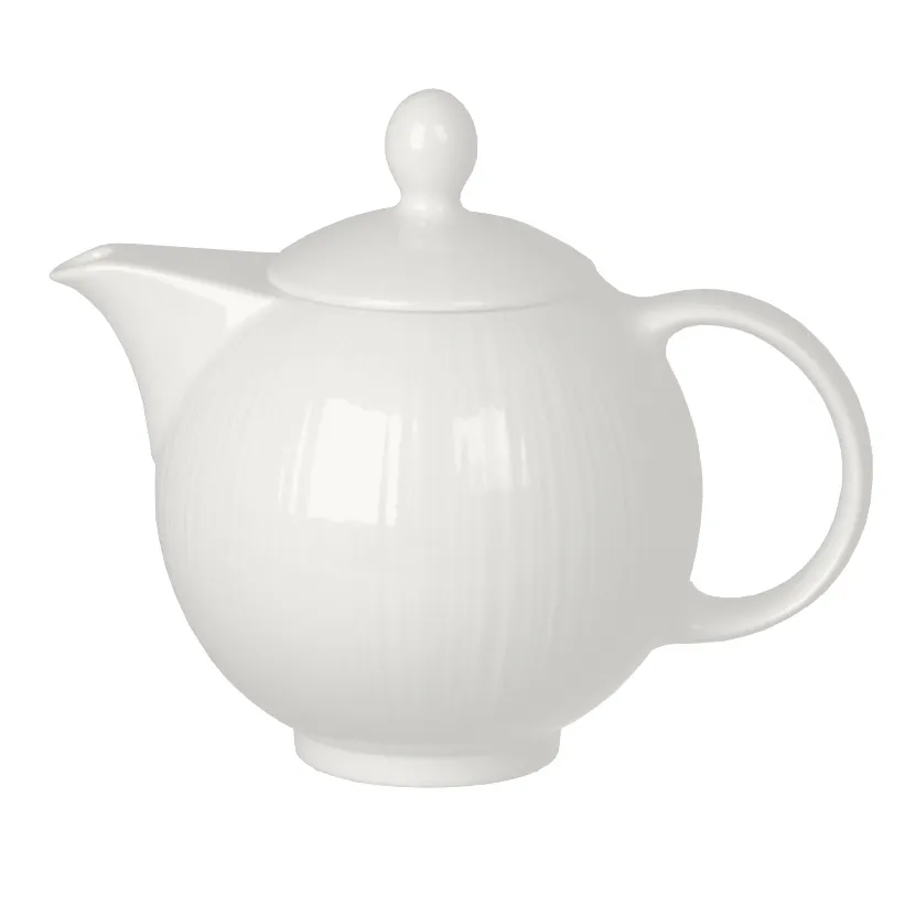 Steelite 9032C724 - 21oz Alumina Teapot, 7.6"x4.1"x5.0" (18-26oz), Oven Safe 530°F, Lid - 6/Case