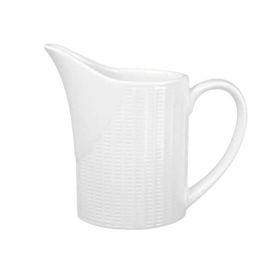 Steelite 9117C1204 - White Ceramic Creamer Pitcher, Handle, 5.0 Oz, Interwoven, Oven Safe - 1 Dozen