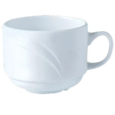 Steelite 9300C531 - Stack Cup 7.5 oz Alvo China, 4.375" x 2.5" Oven Safe 530°F/275°C - 36/Case