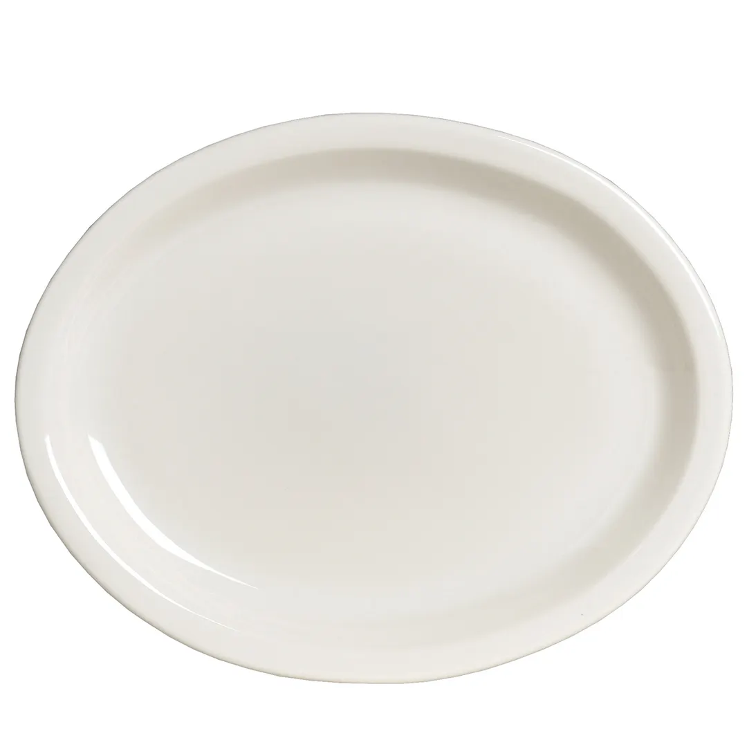 Steelite A100P242 - Narrow Rim Oval Platter 11.375" x 9" Vitrified China Oven Safe 400°F - 24/Case