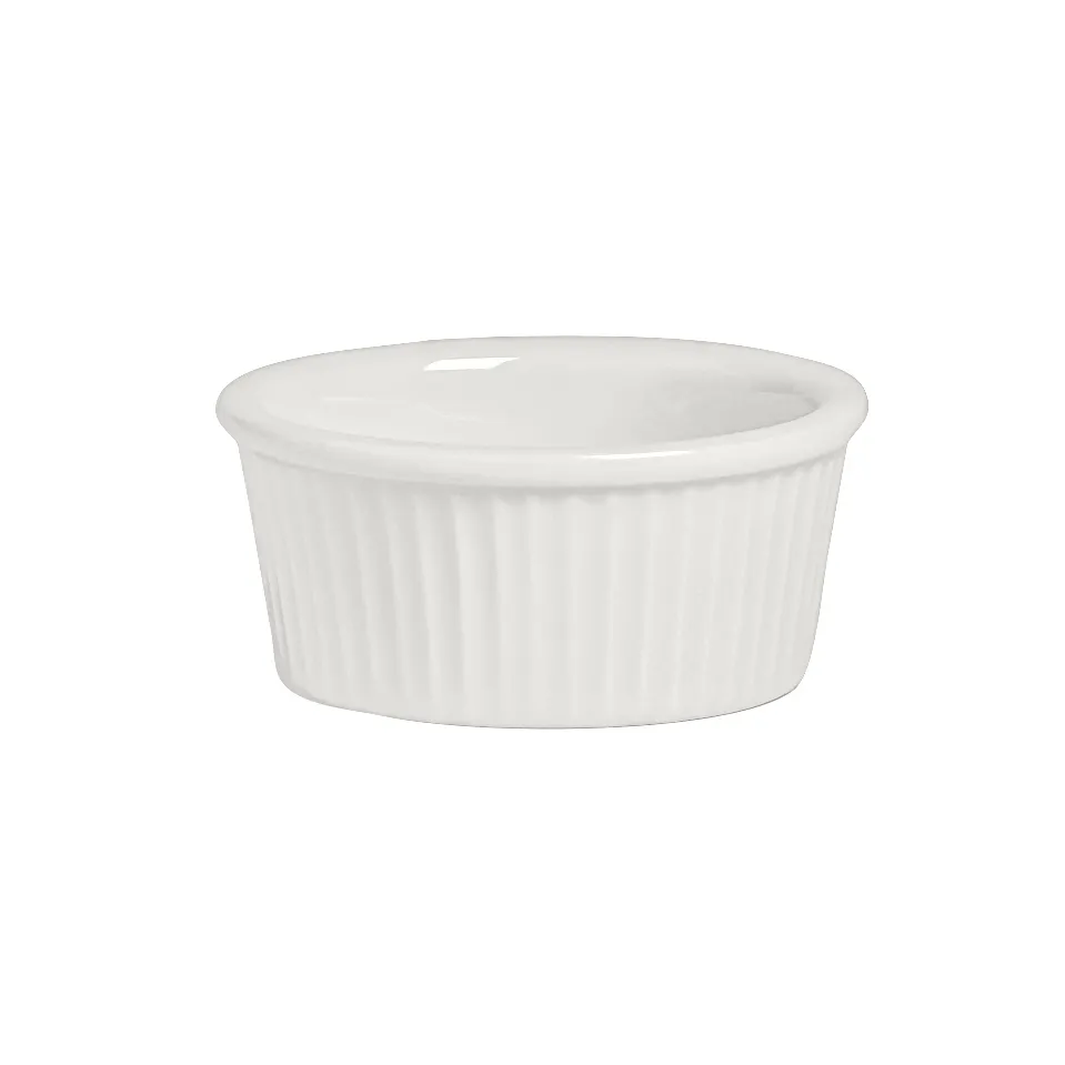 Steelite A100P604 - Fluted 6‑oz Ramekin 3.875"x1.875", China, Oven Safe 400°F 203°C - 1 Dozen