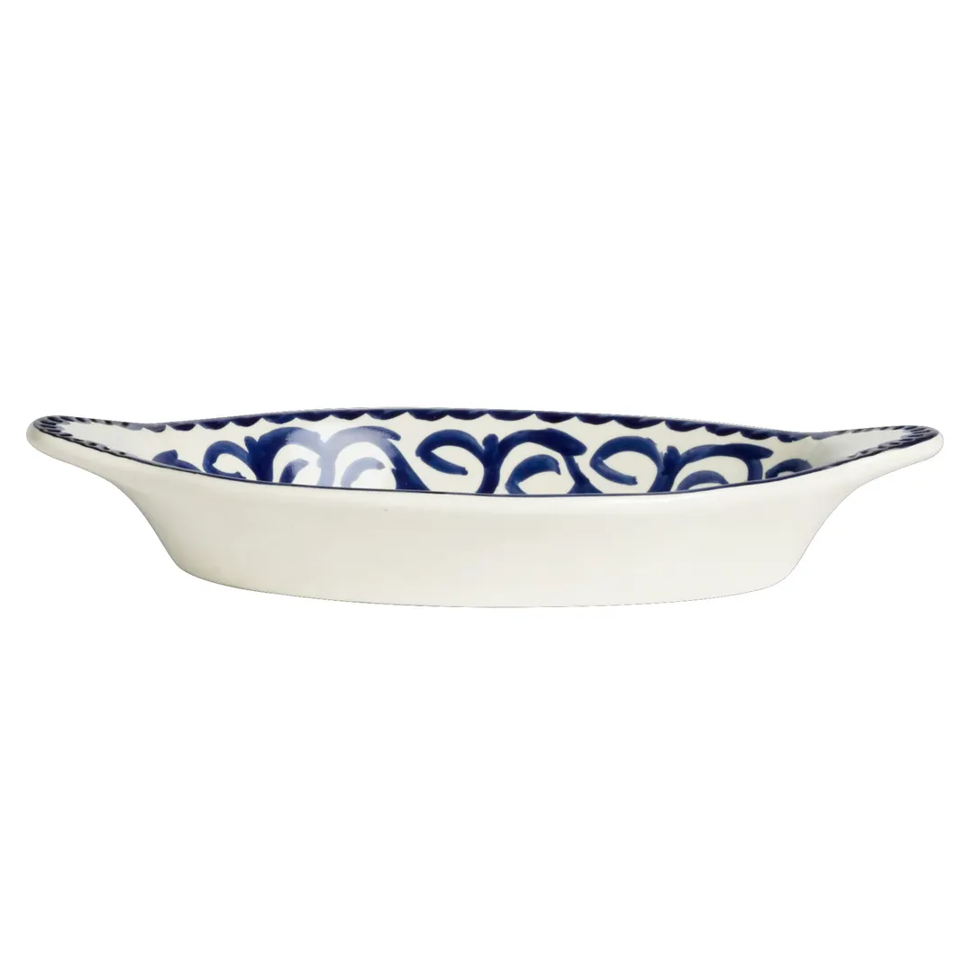 Steelite A120P152 - Oval Rarebit, 12 oz, 10.0" x 5.0" Vitrified China, Blue Anfora Puebla - 1 Dozen