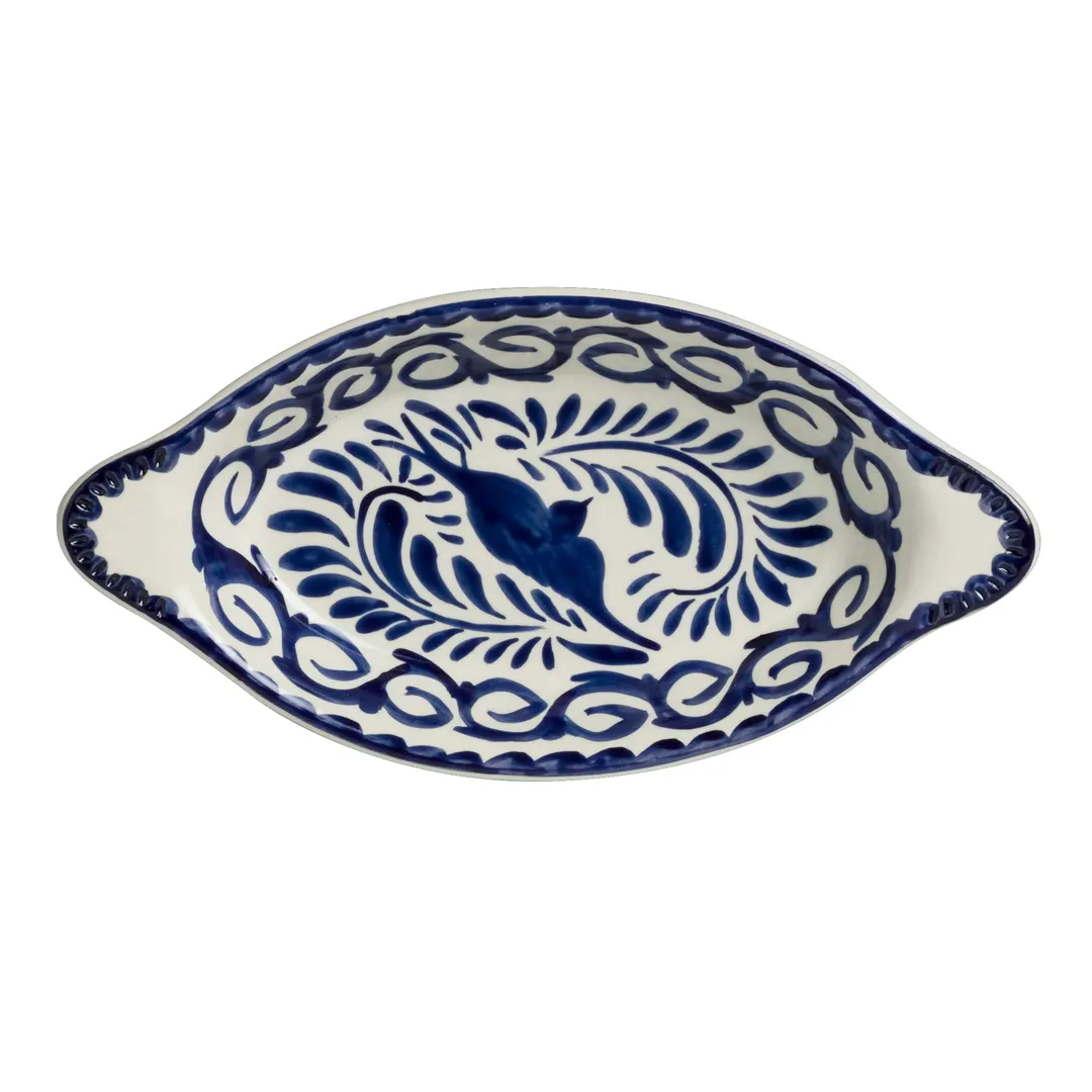 Steelite A120P152 - Oval Rarebit, 12 oz, 10.0" x 5.0" Vitrified China, Blue Anfora Puebla - 1 Dozen