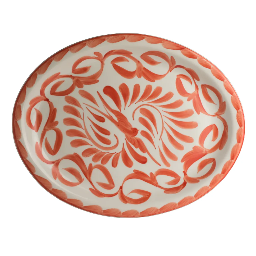 Steelite A121P142 - Oval China Platter, 12.25" x 9.125", Coral Finish, Rolled Edge, 1 Dozen