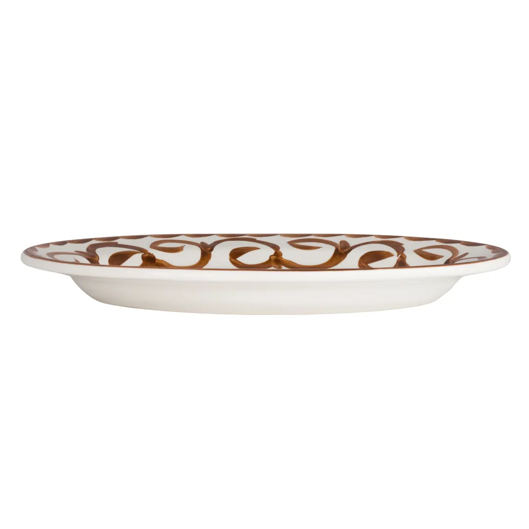 Steelite A122P142 - Oval Brown China Platter, 12.25" x 9.125", Puebla, Rolled Edge - 1 Dozen