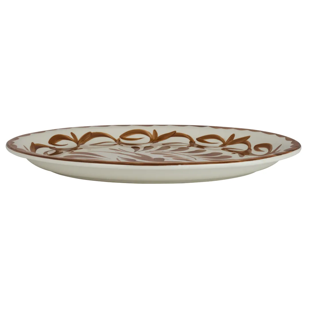 Steelite A122P245 - Oval Narrow‑Rim China Platter, 13.625" x 10.75" Brown Vitrified Puebla - 1 Dozen