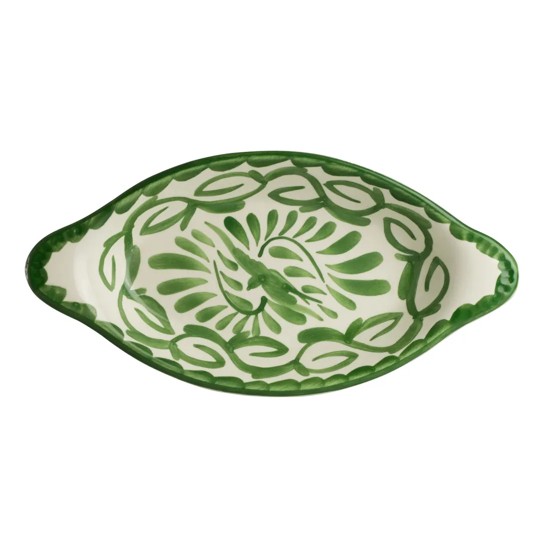 Steelite A124P152 - Oval Rarebit, 10" Diameter, 12 oz, Vitrified China, Puebla Palm Anfora - 1 Dozen