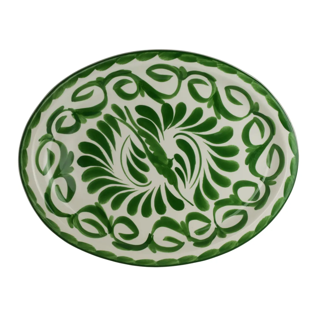 Steelite A124P245 - Oval Rim Platter, 13.625" x 10.75" Vitrified China, Palm Anfora, - 1 Dozen