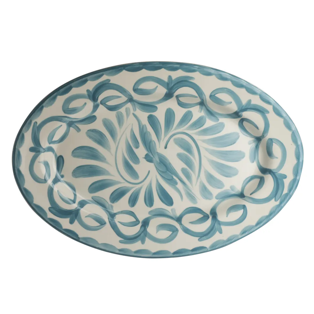 Steelite A125P140 - Oval Vitrified China Platter, Lagoon, Rolled Edge, 10.625" x 7.75" - 1 Dozen