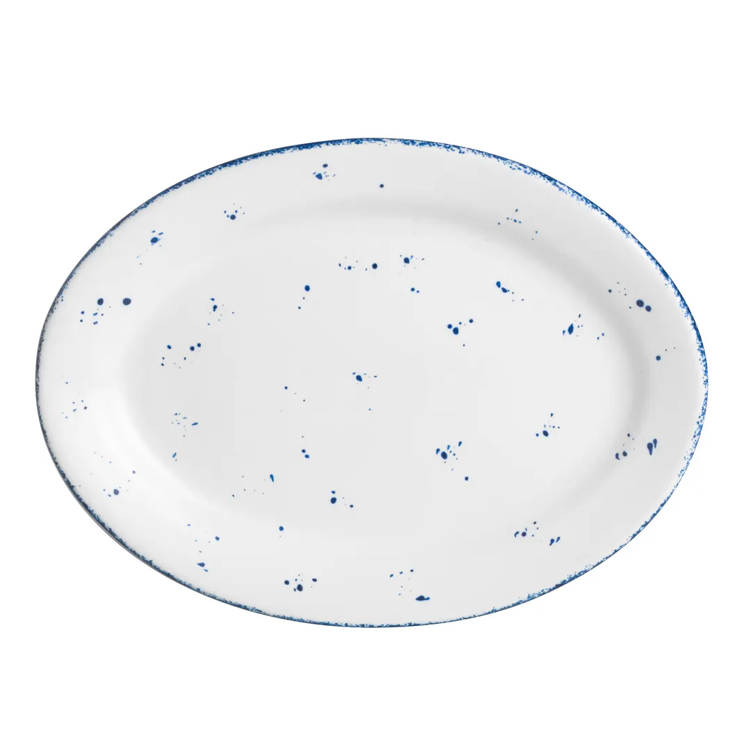 Steelite A330P137 - Oval China Platter 13-1/2" x 10", Matte White, Vitrified, Rolled Edge - 1 Dozen