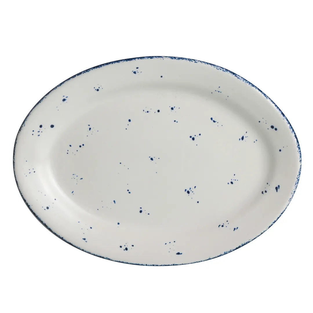Steelite A330P140 - Oval Vitrified China Platter 10-5/8" x 7-3/4", Matte White, Rolled Edge - 1 Dozen