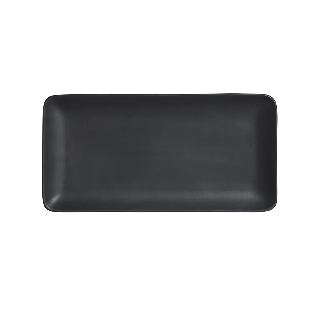 Steelite A901P058 - Matte Black Rectangular China Platter 11-3/8" x 5" Vitrified - 1 Dozen