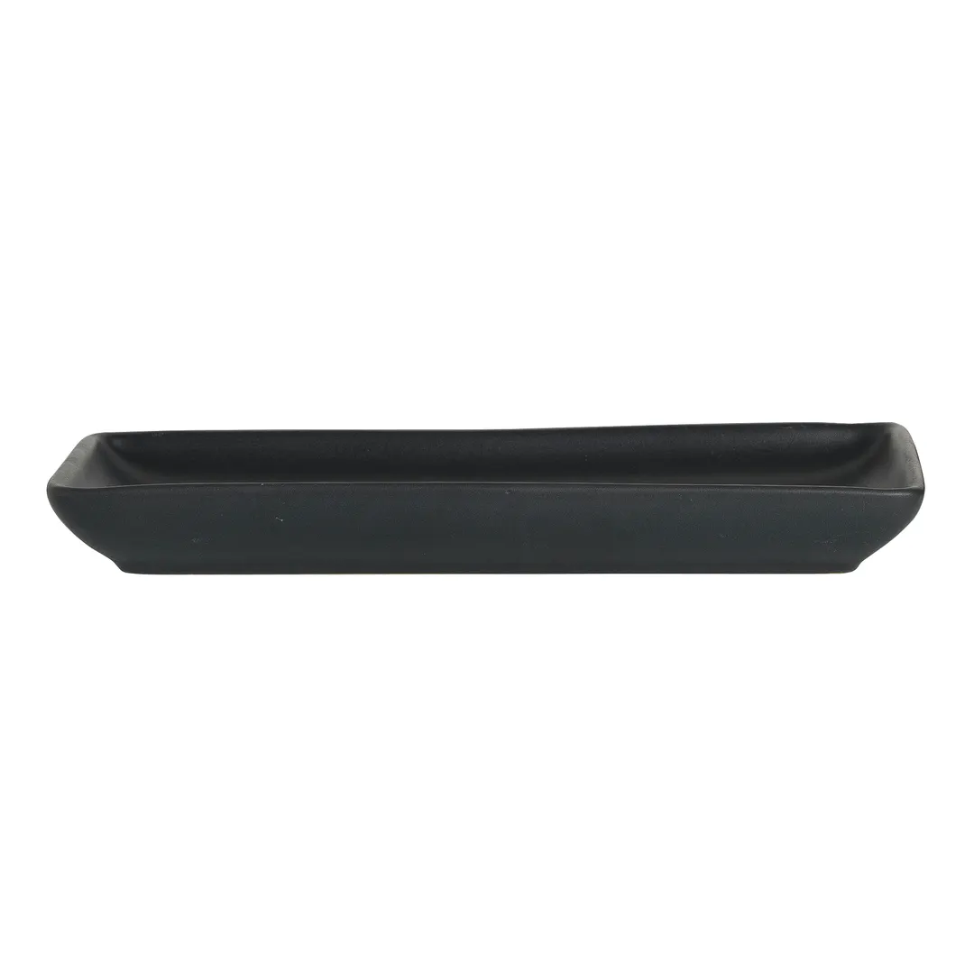 Steelite A901P184 Rectangular China Platter, 10" x 6", Fully Vitrified Matte Black Finish - 1 Dozen