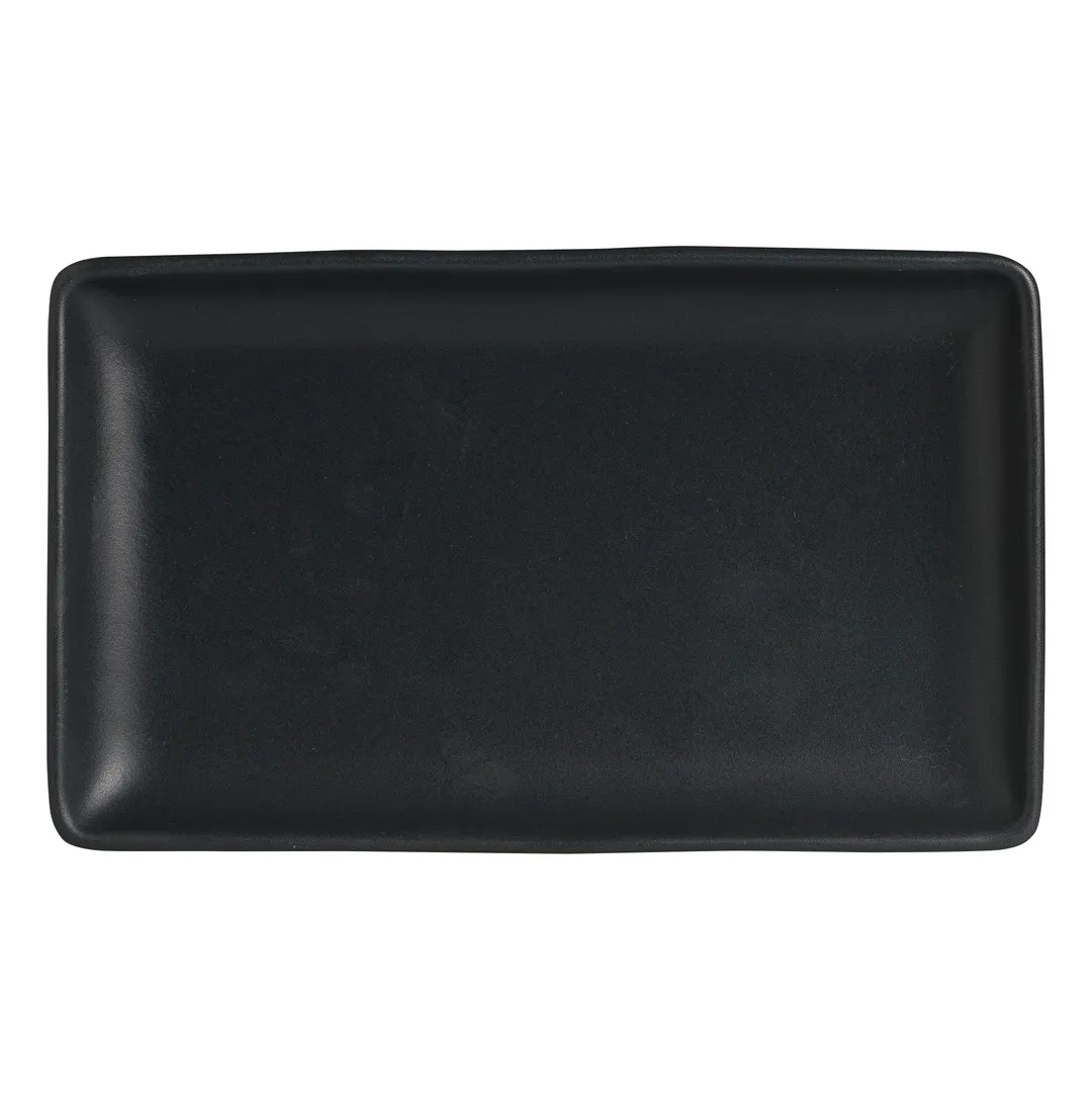 Steelite A901P184 Rectangular China Platter, 10" x 6", Fully Vitrified Matte Black Finish - 1 Dozen