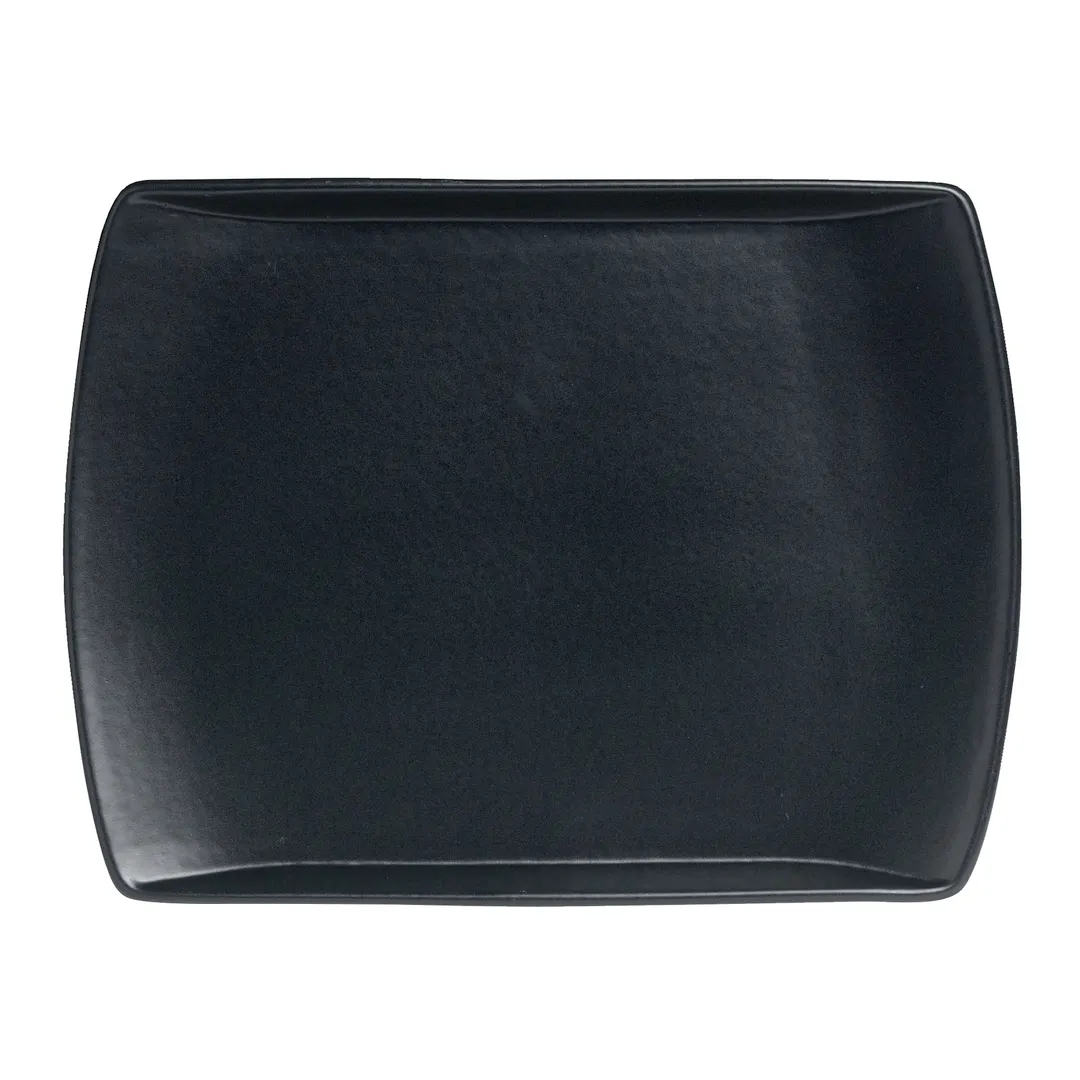 Steelite A901P251 - Rectangular 8" x 6" Vitrified China Platter, Anfora Sedona Black - 1 Dozen