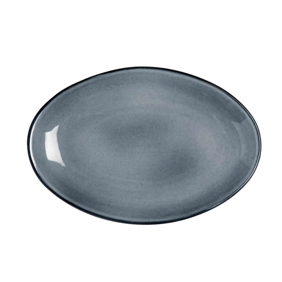 Steelite A940P129 - Oval China Platter 8" x 6", Blue/Gray Glaze with Shadow Rim - 1 Dozen