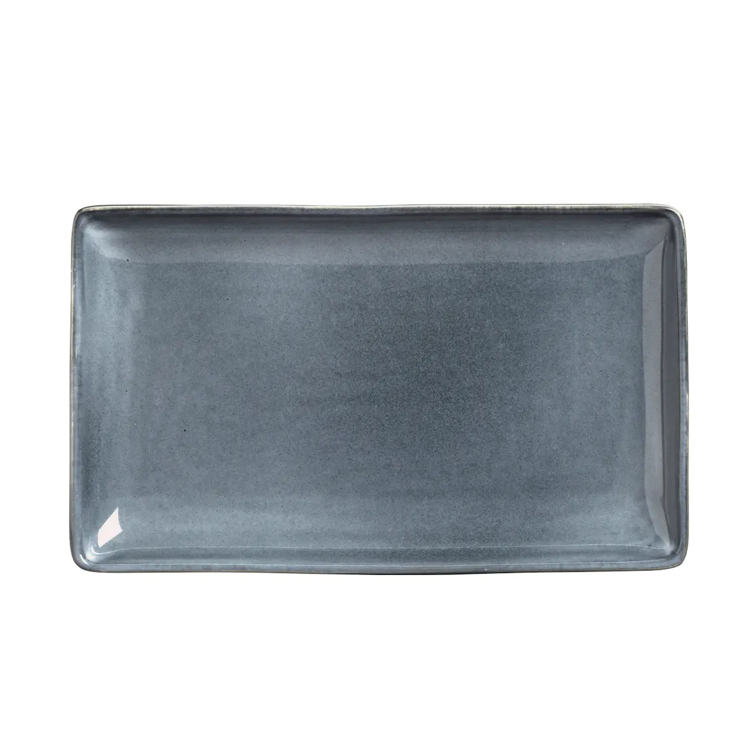 Steelite A940P184 - Rectangular China Platter, 10" x 6" x 1-3/4", Denali Gray - 1 Dozen