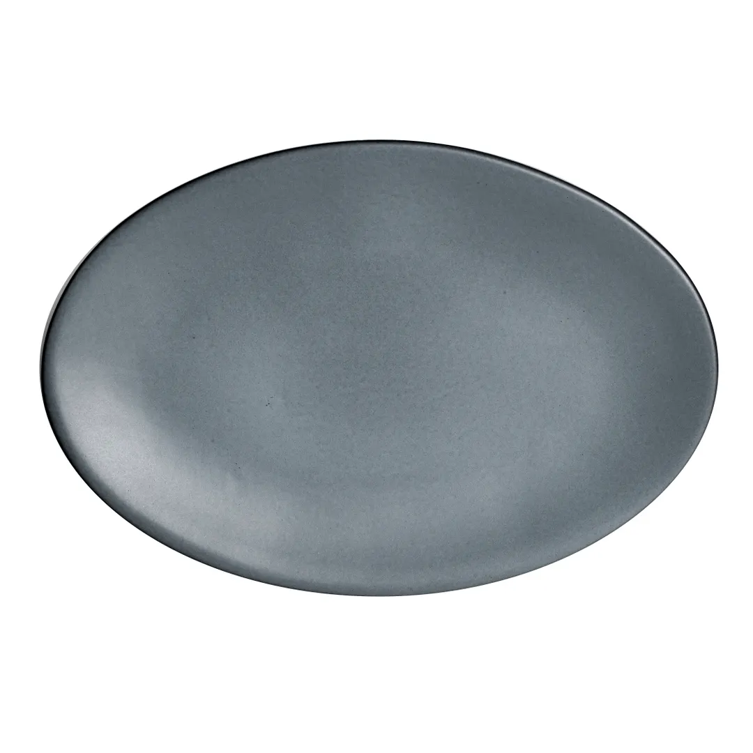 Steelite A941P128 China Platter, 13-1/2" x 9" Oval, Denali Matte Gray, Anfora Design - 6/Case