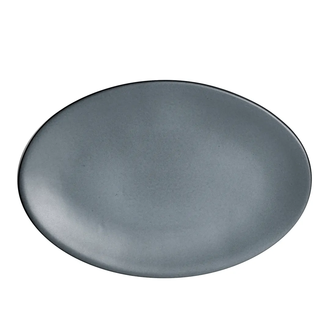 Steelite A941P129 - Oval Anfora Platter, 8" x 6" Denali Matte Gray, China - 1 Dozen