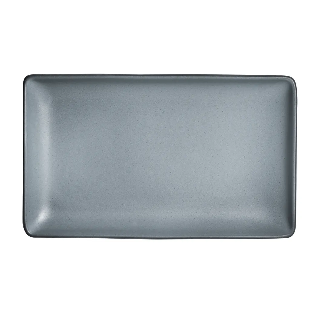 Steelite A941P184 - Rectangular China Platter, Anfora Design, 10" x 6", Denali Matte Gray - 1 Dozen