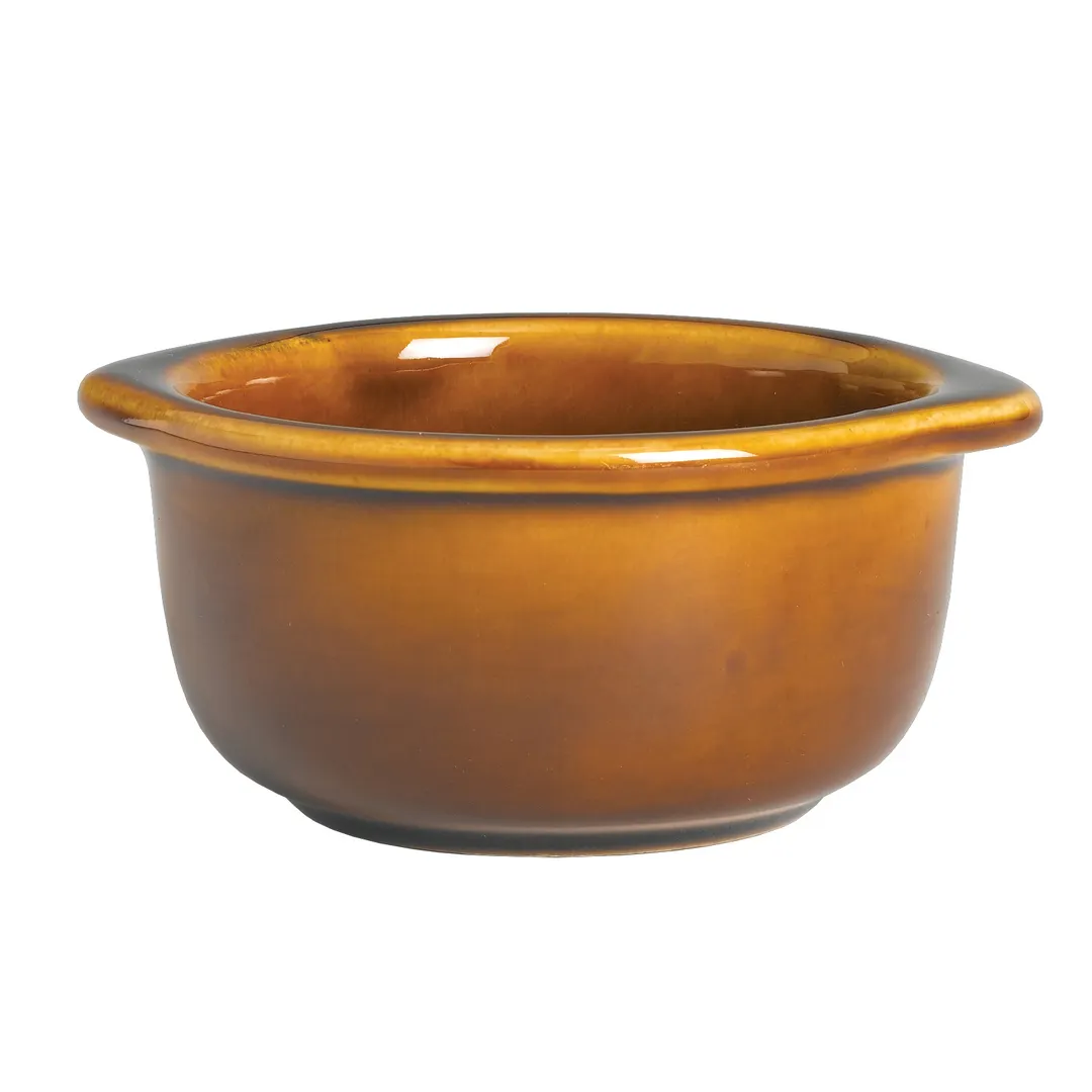 Steelite B008P015 Onion Soup Crock 10-12 oz 4-1/2" Dia × 2-1/4" H Caramel China Handleless - 1 Dozen