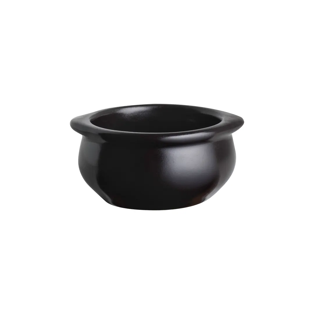 Steelite DCI12CMB Onion Soup Bowl, 12 Oz (4½" Dia × 2¼" H) Matte Black Ceramic With Handle - 1 Dozen