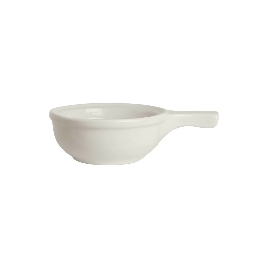 Steelite DCI26W - White Soup Bowl 13-18 oz 5-3/4" Dia 7-3/4" Handle x 2" H Oven Lead-Free - 1 Dozen