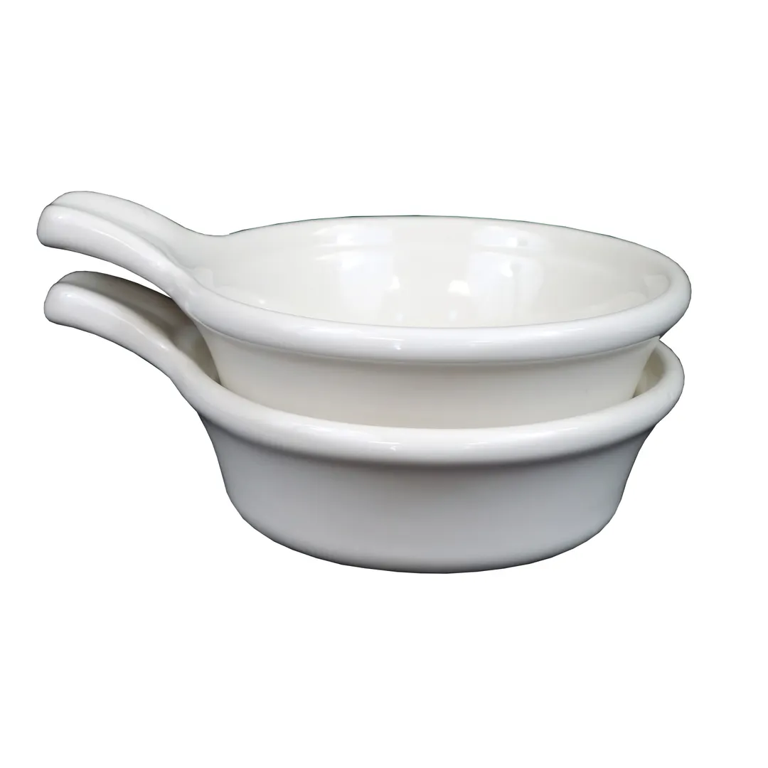 Steelite DCI45UW White Handle Bowl 14oz (5-3/4" Dia × 2-3/8" H) Ceramic Oven/Microwave Safe -1 Dozen