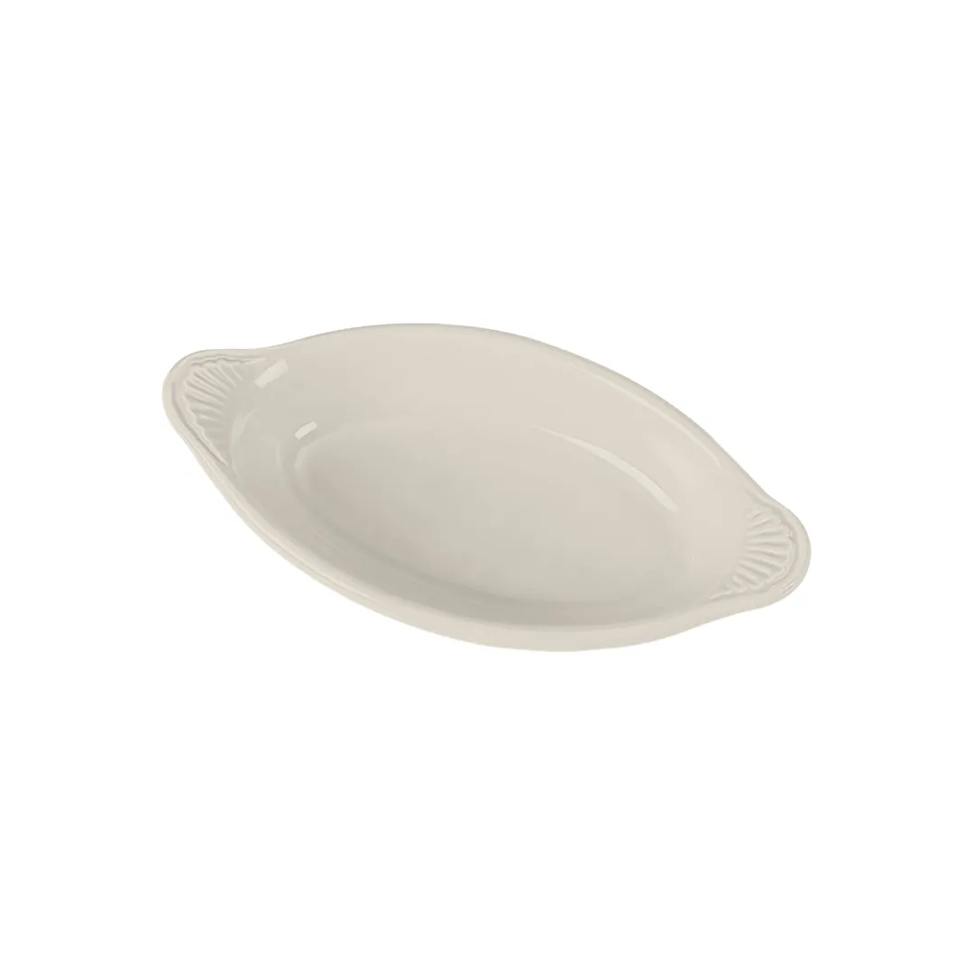 Steelite DCI628W - Ceramic Rarebit Dish 12oz 9-1/4" L x 4-7/8" W x 1-3/8" H White-Emb - 1 Dozen