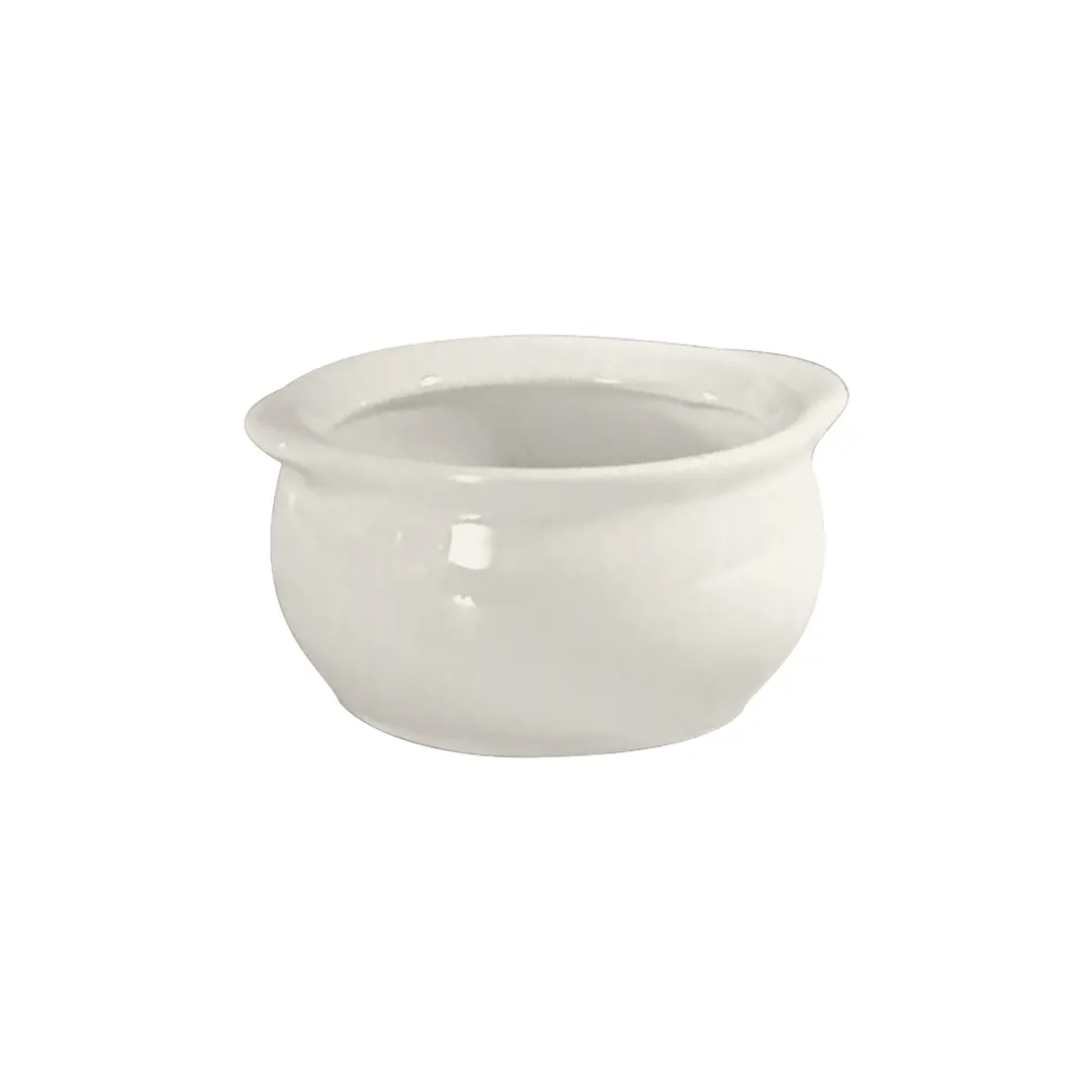 Steelite DCI746W Onion Soup Bowl, 15 oz (4‑3/4"×2‑5/8" H) White Ceramic Handle, Oven/MW - 1 Dozen