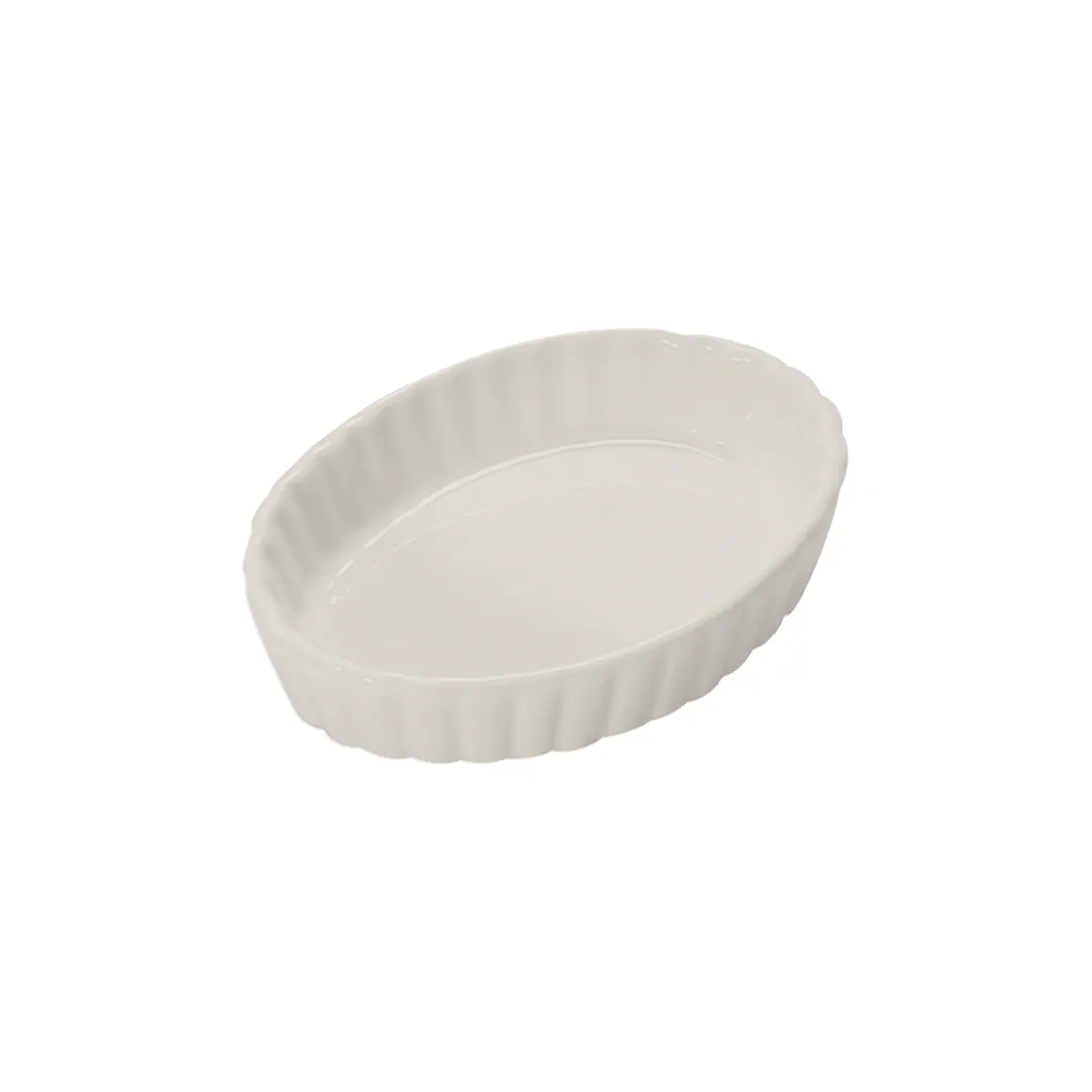 Steelite DCI825W - 5 Oz Ceramic Creme Brulee Dish, 5-1/4" L x 4" W x 1-1/8" H, Oven Safe - 1 Dozen