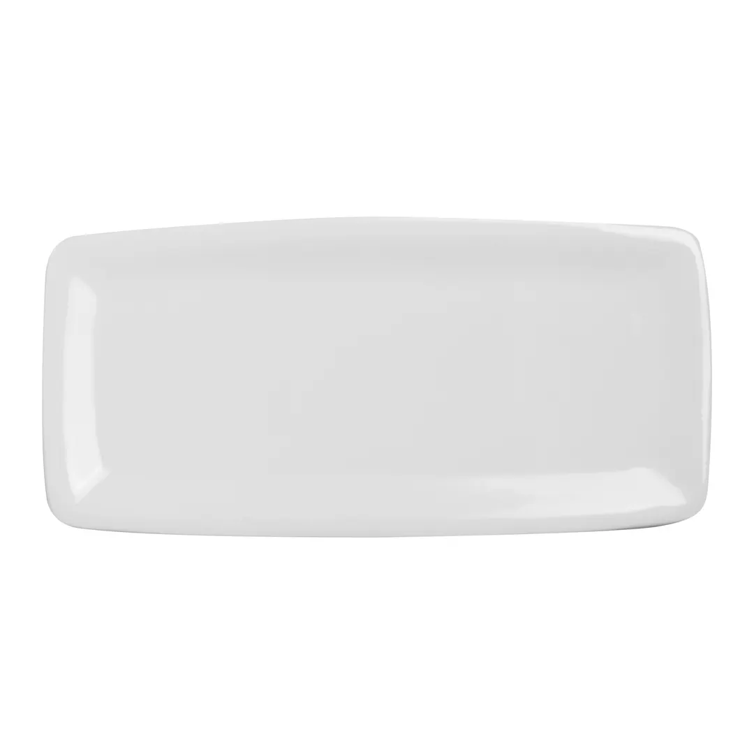 Steelite DCI889UW - White Ceramic Rect Platter 14-1/2" x 6-5/8" x 1", Coupe, Oven/MW Safe - 1 Dozen