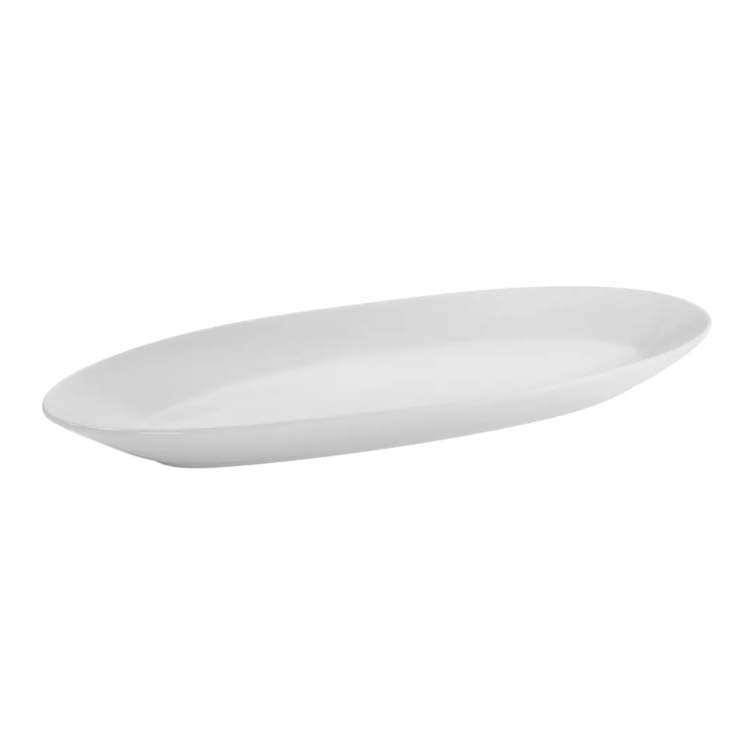 Steelite DCI910UW - Ceramic Oval Plate 16"×5-1/2"×1-5/8", Flared, Oven/MW Safe, Lead‑Free - 1 Dozen